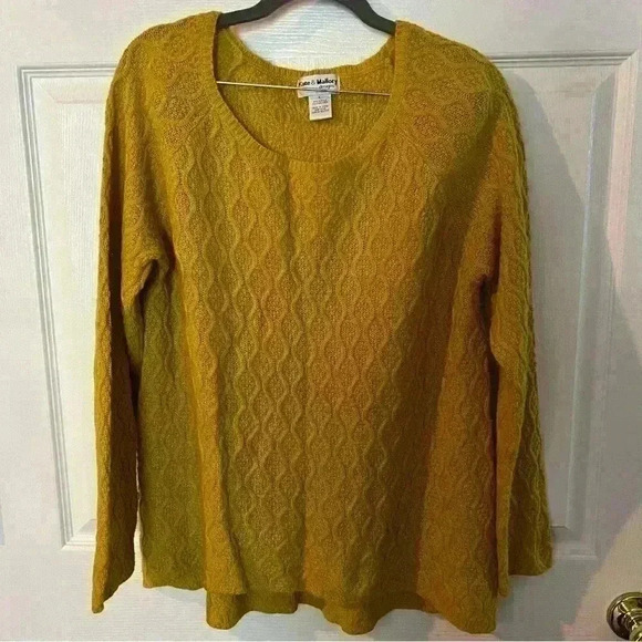 Kate & Mallory Mustard Yellow Cable Knit Sweater, Size Large - Picture 1 of 5